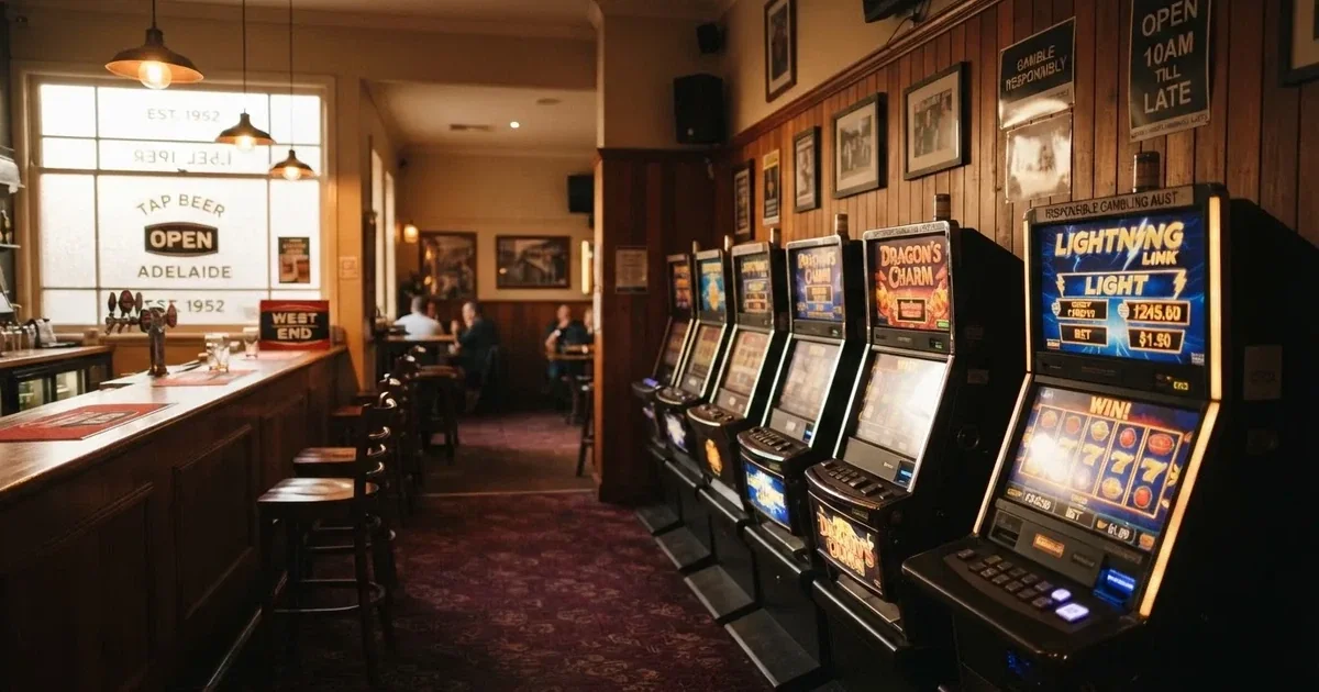 Electronic gaming machines inside a licensed pub in suburban Adelaide.