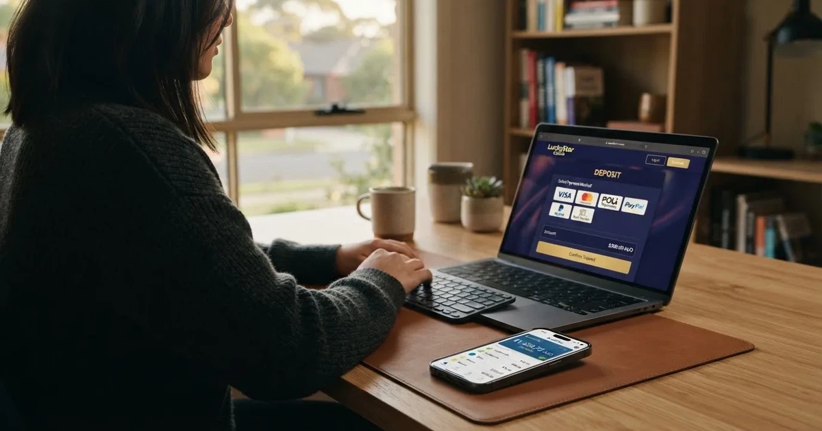 A smartphone screen showing a digital wallet balance next to a laptop cashier page.