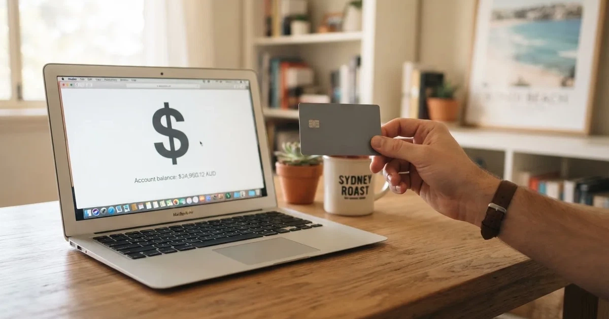 A hand holding a bank card next to a laptop showing an online payment form.